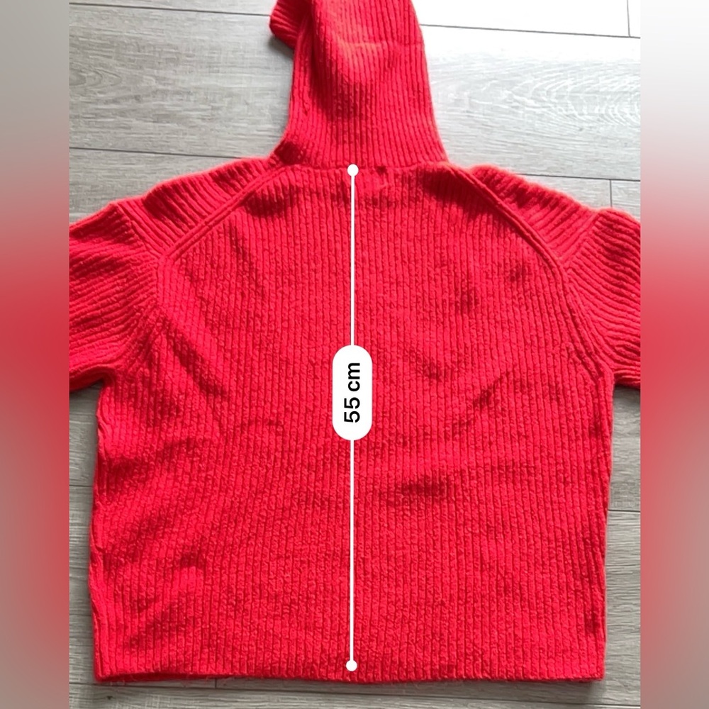 H&M Bright Red Ribbed Turtleneck Cropped Sweater S - Picture 4 of 7